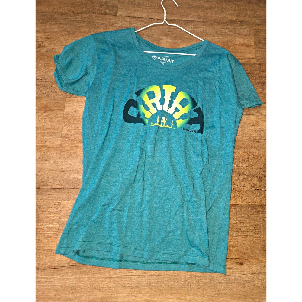 Ariat Women's Green Cactus Logo Graphic Knit Crew Neck T-Shirt Short Sleeve M